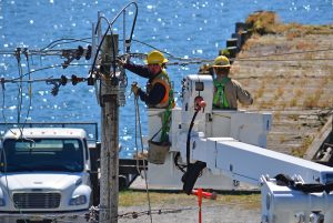 Utility workers in Cherry Picker