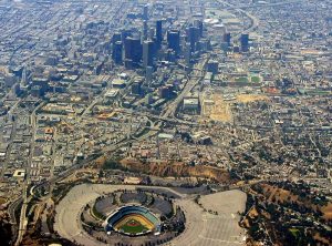Aerial shot of Dodger Stadium