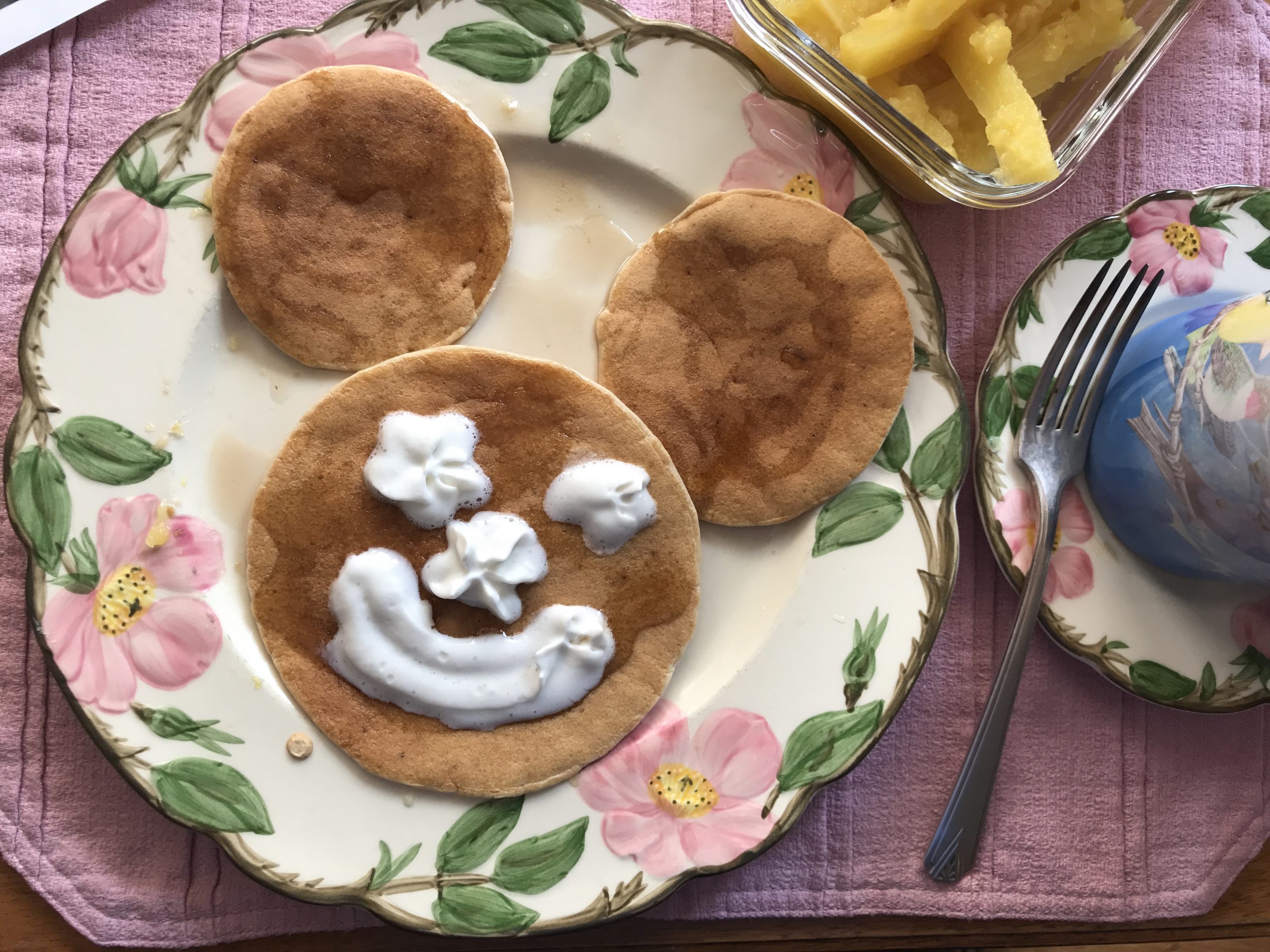 Smiley face on a pancake