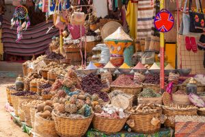 Market stall with merchandise.