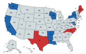 Map depicting what states women served in Senate in 2004