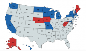 map depicting which states voted for women in senate for 2016