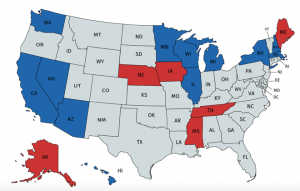 map depicting which states voted women into senate for 2019